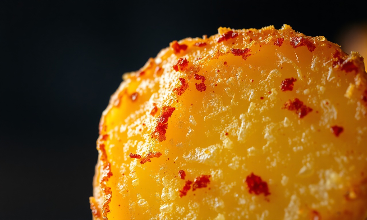 Batata Outback Caseira: Crocante Por Fora, Cremosa Por Dentro 6 Close-up da textura crocante da casca e do interior cremoso de um gomo de batata.