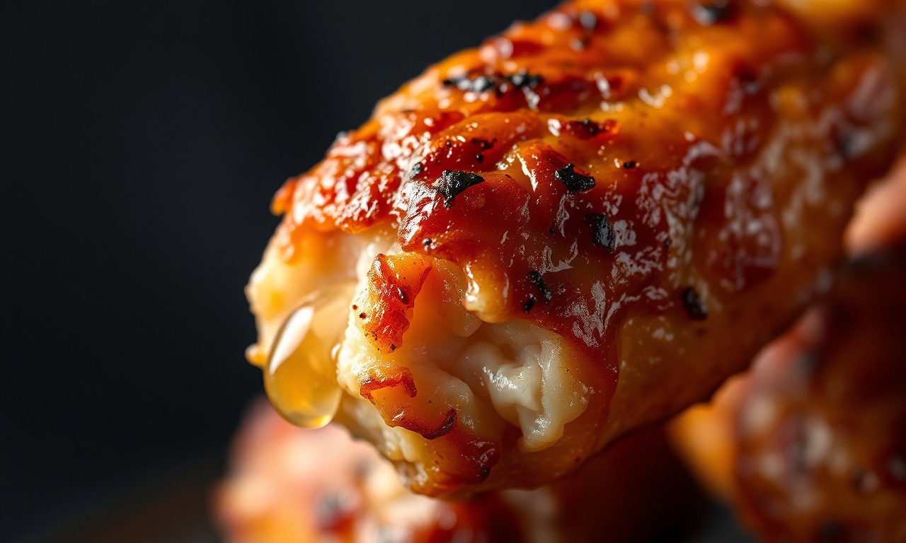 Marinada Para Asinha De Frango: Crocante E Macia Em 5 Min 6 Close-up da textura crocante e dourada da pele assada.