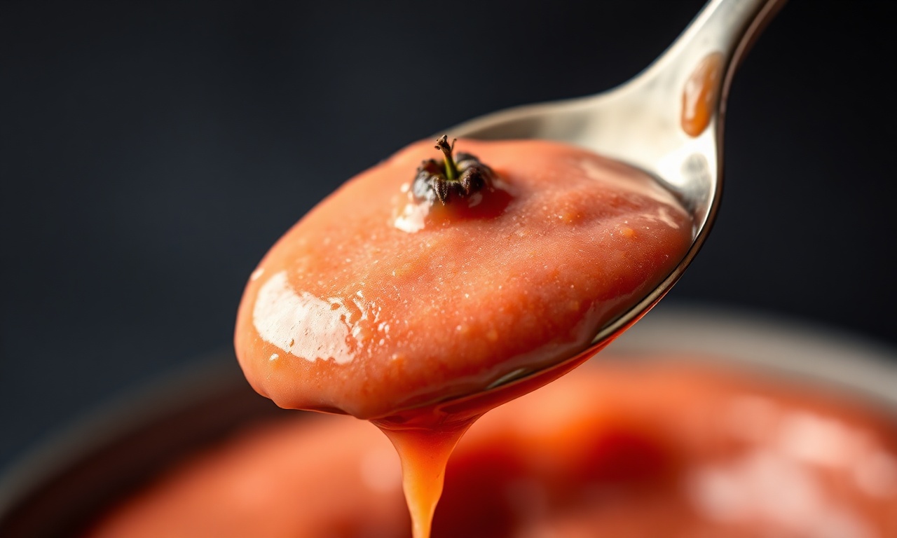 Molho Rosé Cremoso Em 5 Minutos: Receita Fácil E Rápida 6 Close-up do molho cobrindo uma colher, mostrando sua textura aveludada.