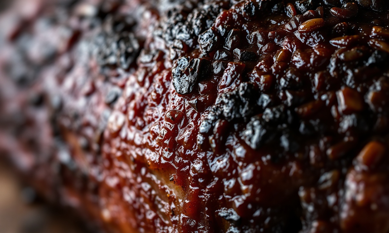 Defumar Pernil De Porco: Macio E Desfiante Em Passos Simples 5 Close-up macro da textura craquelada e escura da crosta aromática.