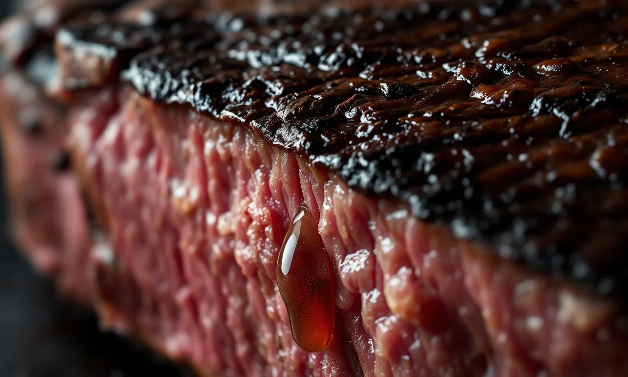 Como Fritar Carne Sem Óleo: Suculenta E Crocante Em 20 Min 5 Close-up mostrando a textura crocante e a suculência do corte.
