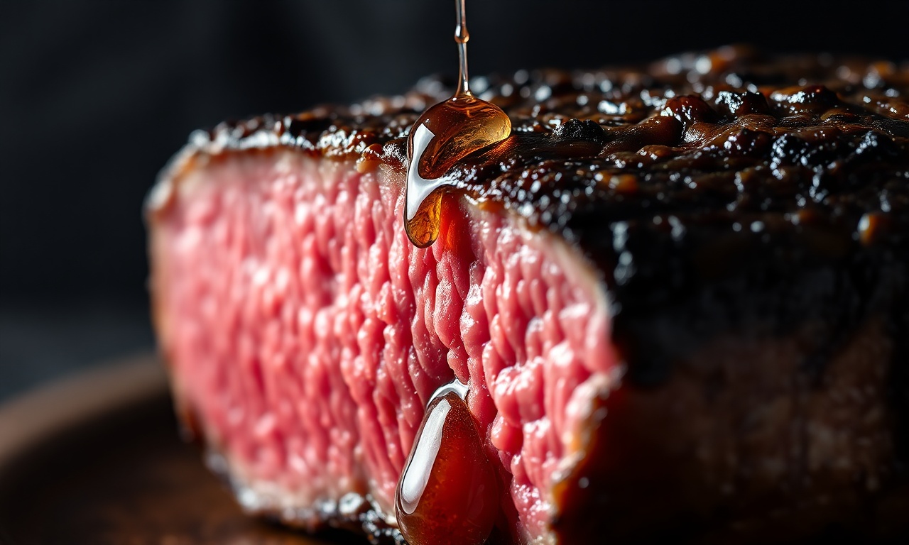 Carne De Boi Para Churrasco Barata: 5 Cortes Macios E Econômicos 5 Close-up da textura suculenta e rosada do interior de uma fatia de fraldinha.