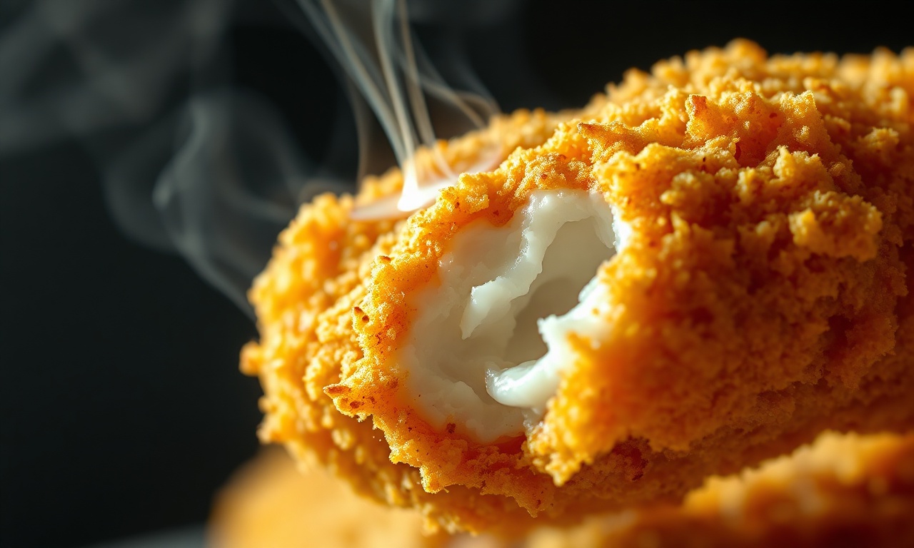 Isca De Frango Na Airfryer: Crocante E Macia Em 20 Min 5 Close-up da textura crocante do empanado dourado