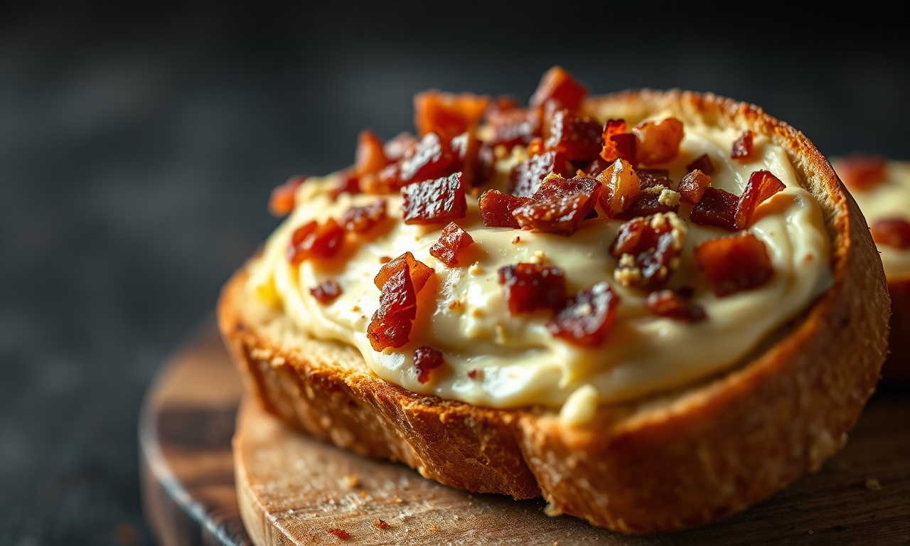 Manteiga De Bacon Cremosa E Defumada Em 25 Min (Apenas 2 Ingredientes) 6 Close-up da textura cremosa com pedacinhos de bacon distribuídos.