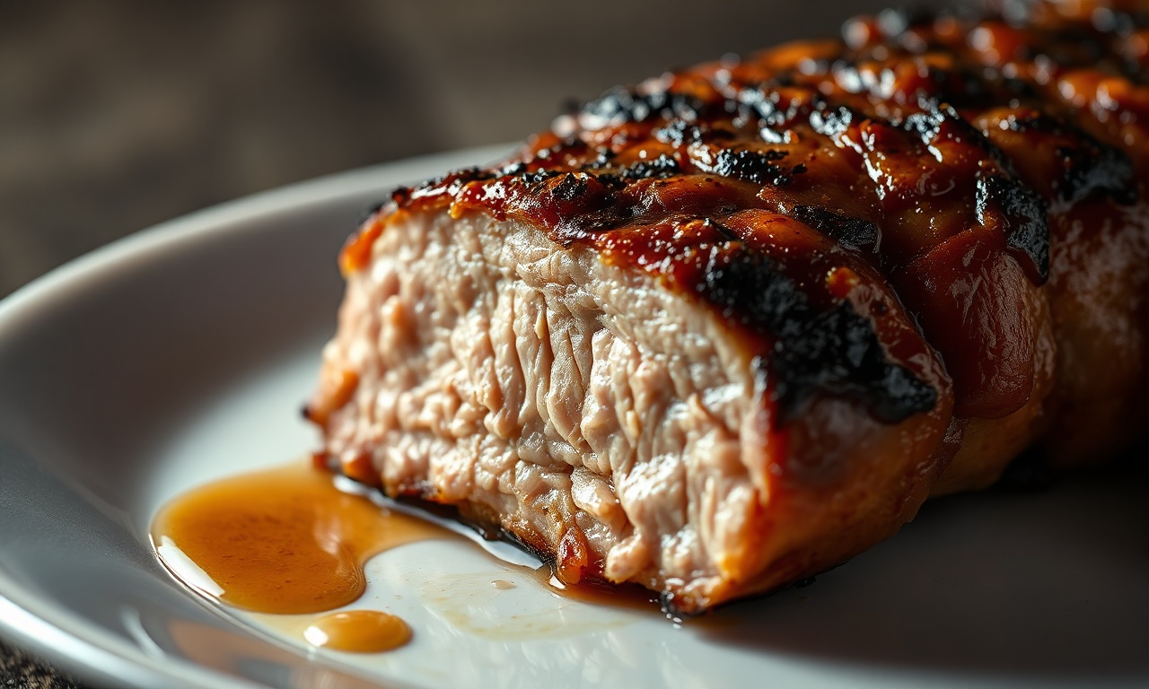 Tempero Para Picanha Suína: 6 Receitas Que Funcionam 5 Close-up da textura da carne fatiada, mostrando maciez e suculência.