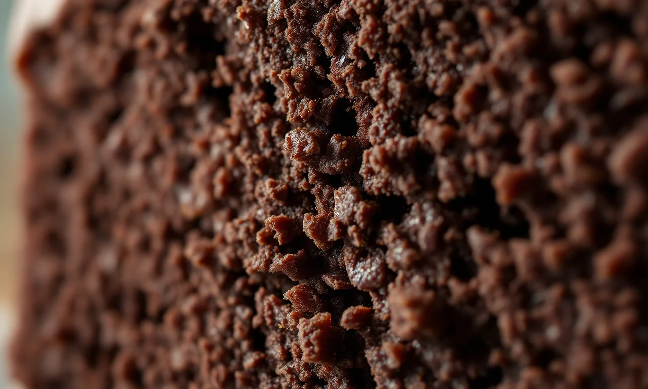 Close-up da textura macia e úmida do miolo do bolo.