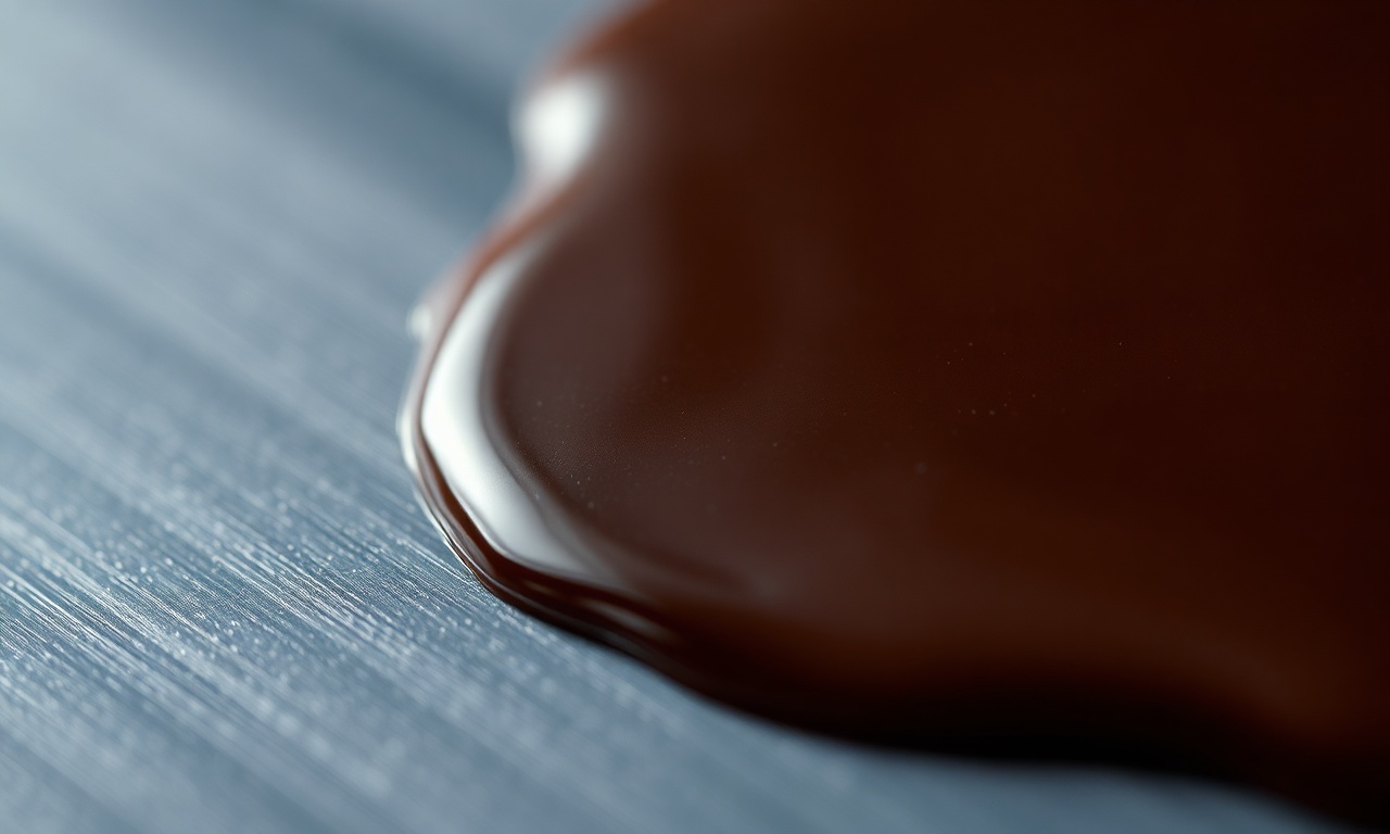 Macro do momento em que o chocolate endurece com brilho perfeito.