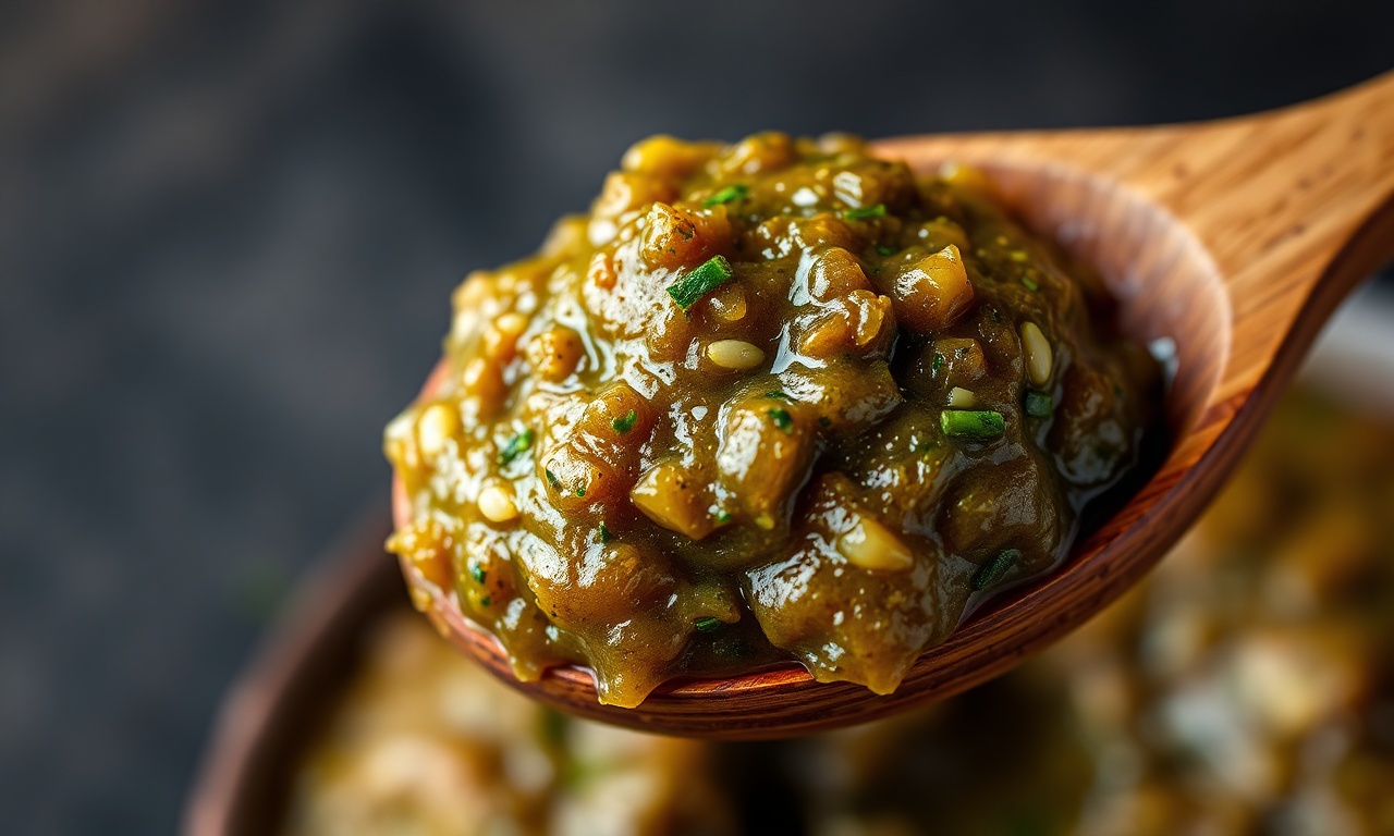 Tempero Mineiro Caseiro: A Base Aromática Para Feijão E Carnes 5 Close-up da pasta homogênea e úmida do tempero pronto, mostrando a textura granulada.