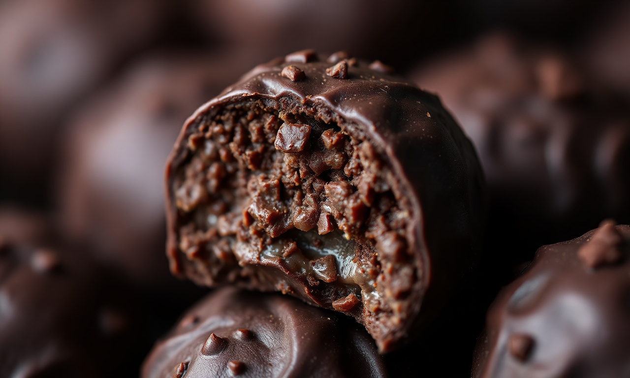 Close-up da textura interna do brigadeiro