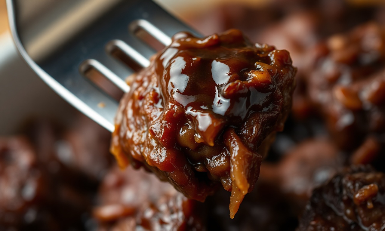 Close-up da textura da carne desmanchando