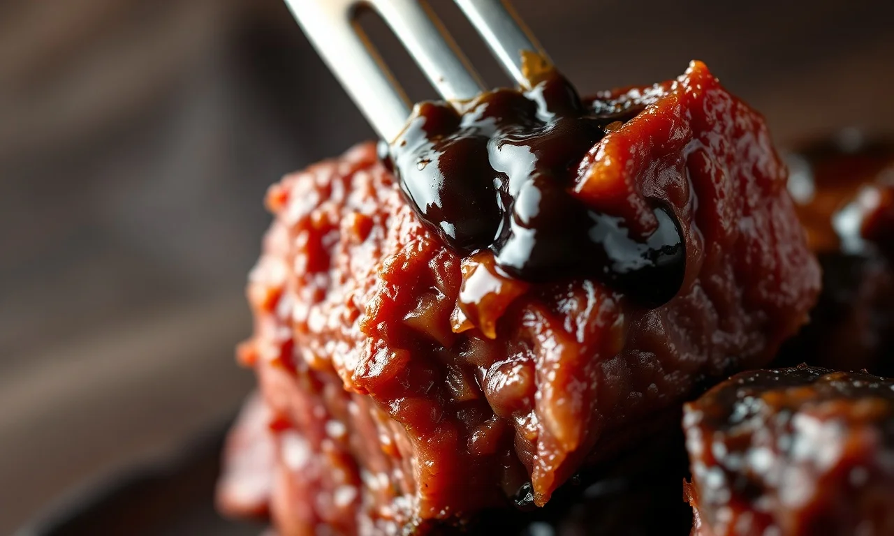 Close-up da textura da carne desfiando com molho