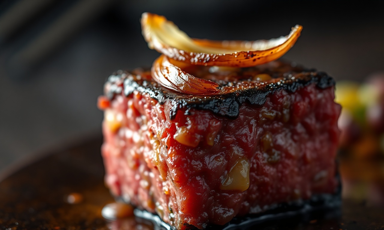 Close-up da textura da carne selada e vegetais
