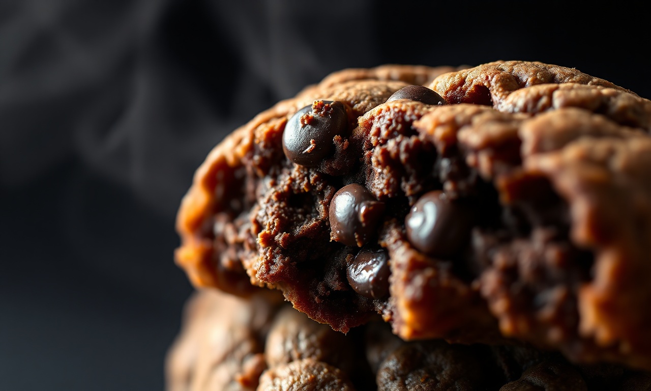 Cookie De Chocolate Sem Ovo: Fofinho Por Dentro E Crocante 6 Close-up da textura quebradiça das bordas e do centro macio com gotas de chocolate.