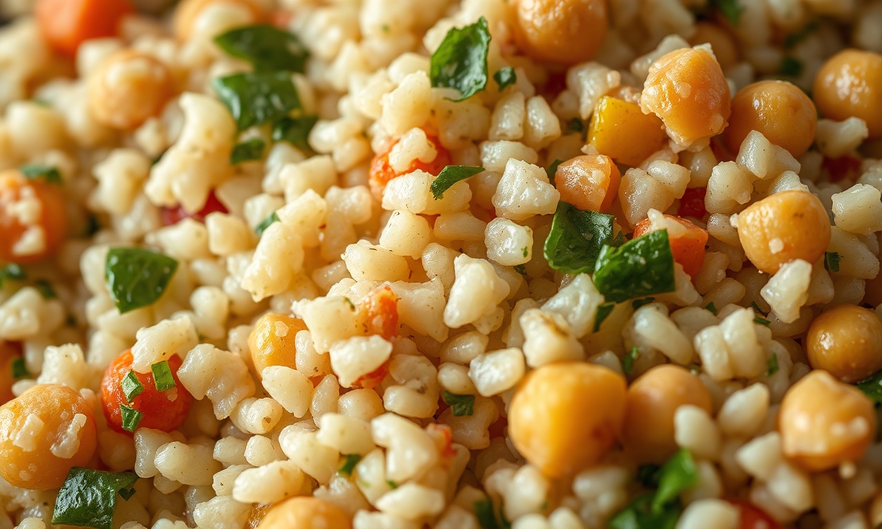 Close-up da textura dos grãos soltos e legumes