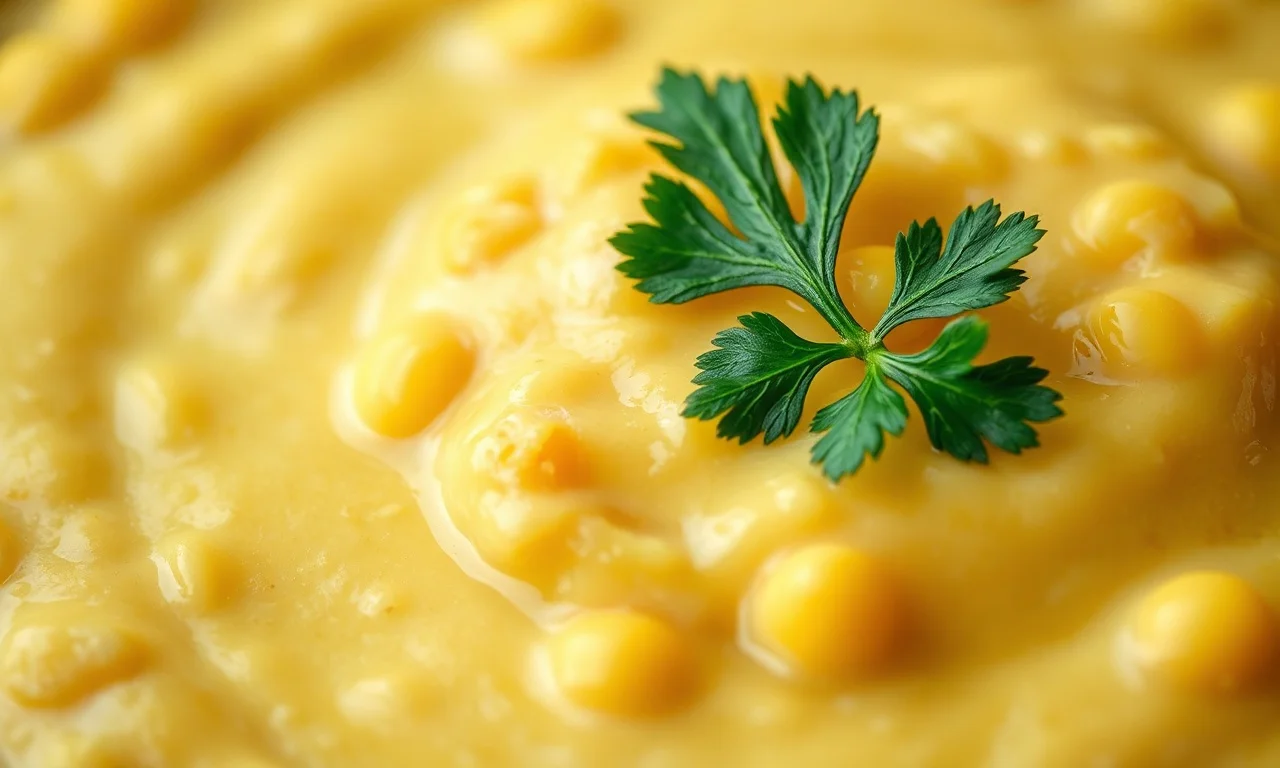 Creme De Milho Sem Liquidificador: Rústico E Prático 6 Close-up da textura encorpada com grãos de milho visíveis.