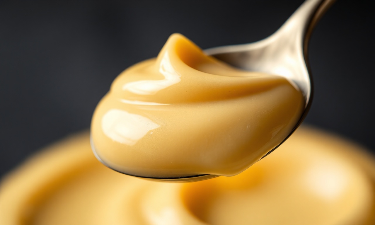 Doce De Leite Ninho Cremoso Em 20 Minutos (Apenas 3 Ingredientes) 6 Close-up macro da textura cremosa e homogênea do doce de leite Ninho, mostrando sua consistência perfeita para rechear.