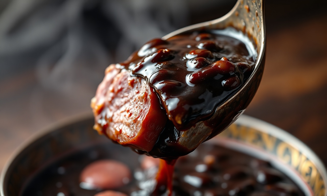Feijoada Para 10 Pessoas: Receita Completa E Suculenta 5 Close-up da textura do caldo grosso e das carnes cozidas