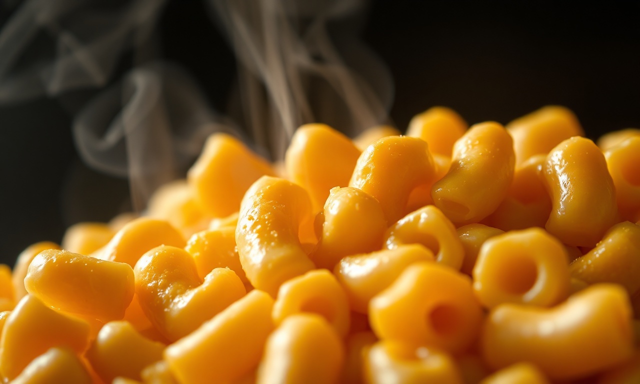 Macarrão Com Queijo Cremoso Caseiro: Receita Clássica Americana 5 Close-up da textura cremosa e aveludada do molho envolvendo o macarrão cotovelo.