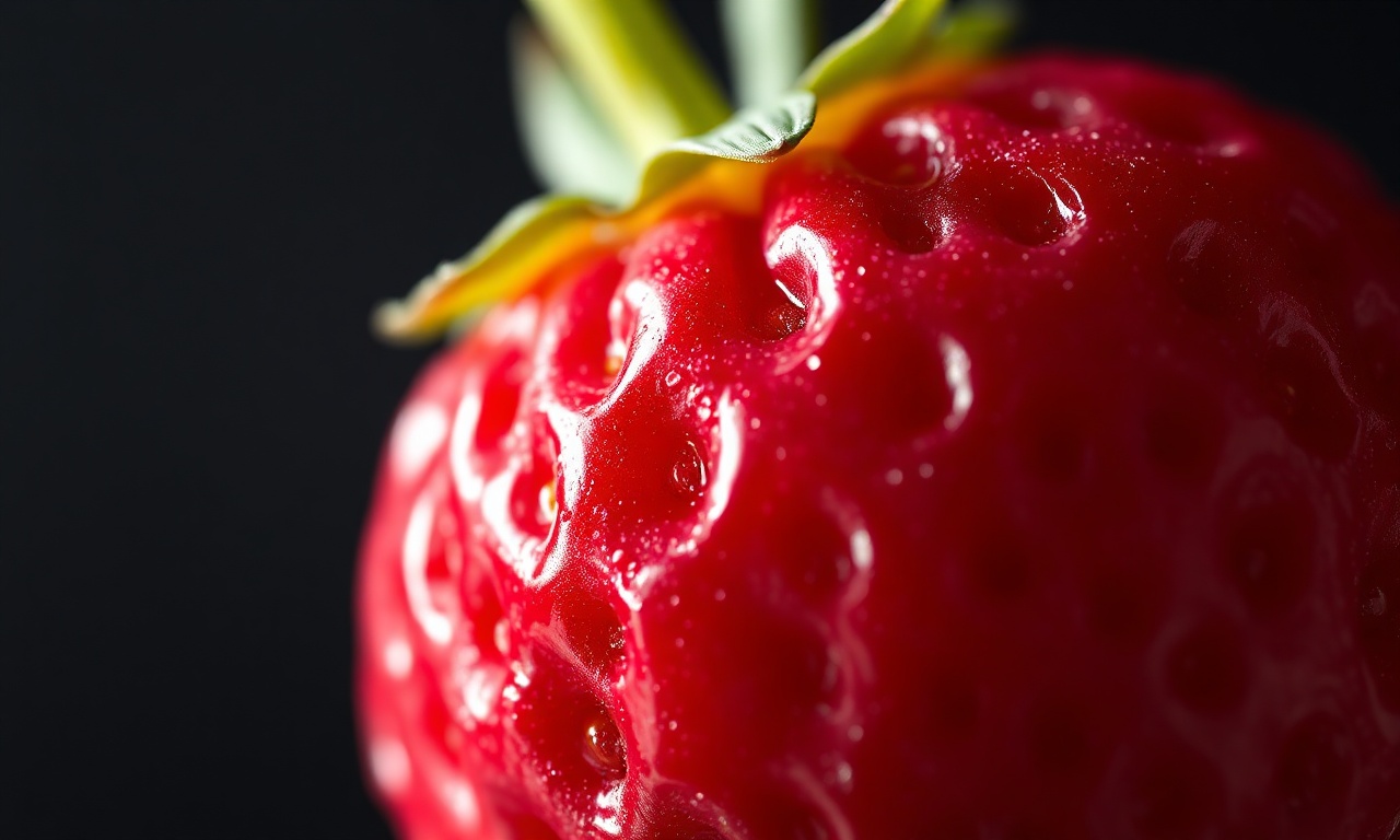 Close-up da casca crocante e brilhante do morango do amor.