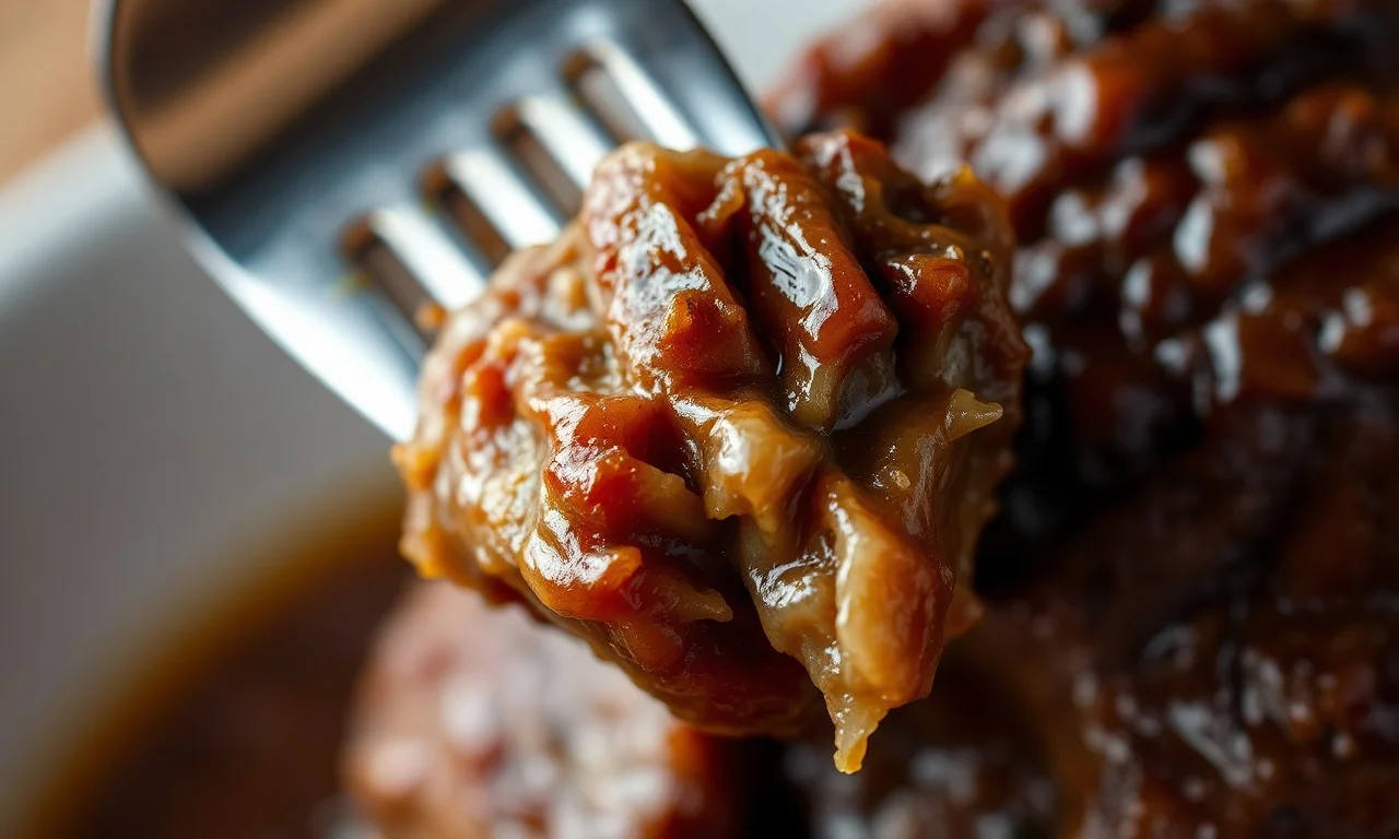 Close-up da textura da carne desmanchando