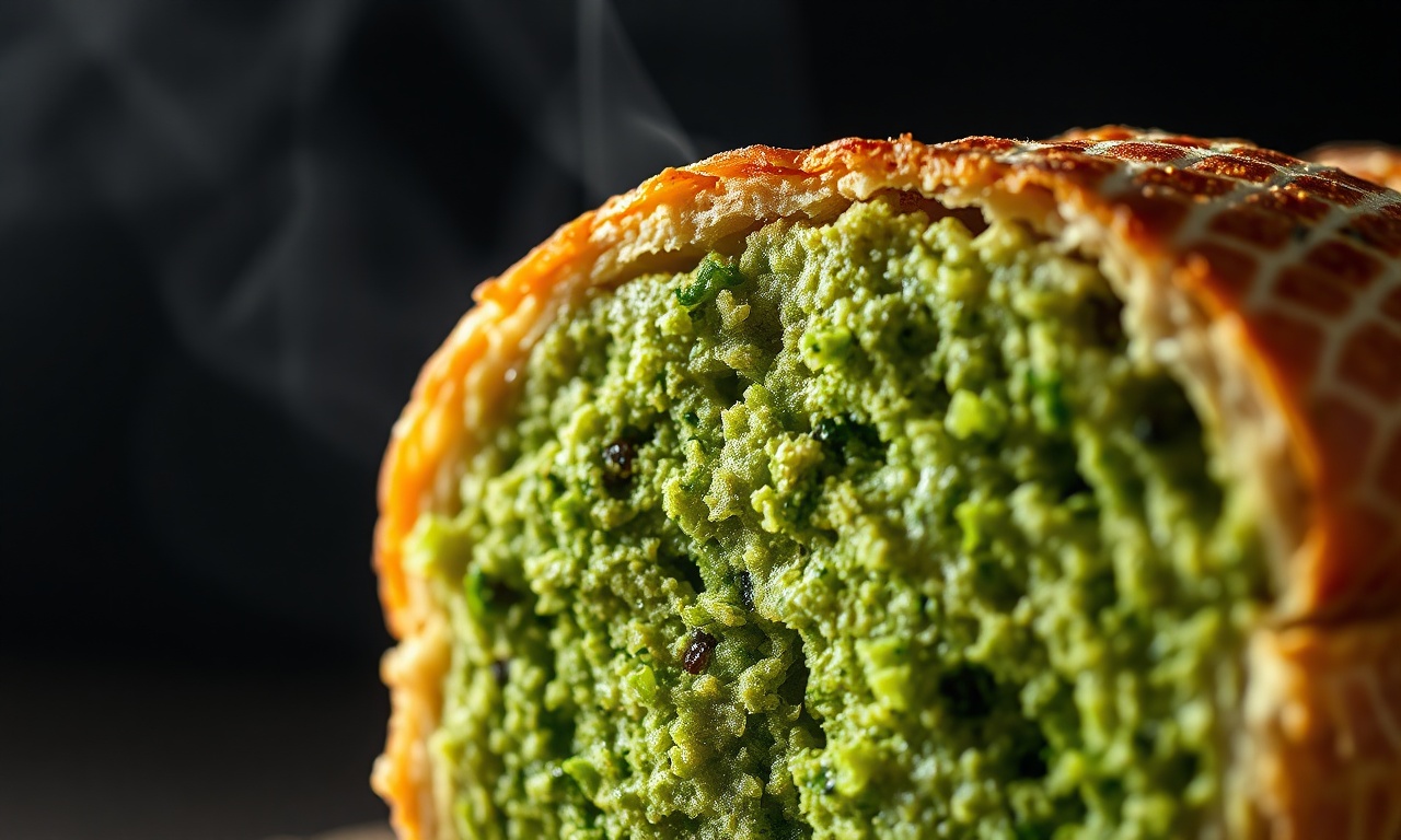 Close-up do miolo esponjoso e verde do pão recém-fatia do