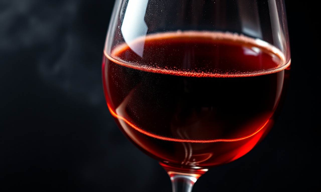 Envelhecimento Do Vinho: Como Evoluir Garrafas Na Adega 5 Close-up da cor e textura de um vinho tinto envelhecido, mostrando a borda alaranjada que indica evolução.