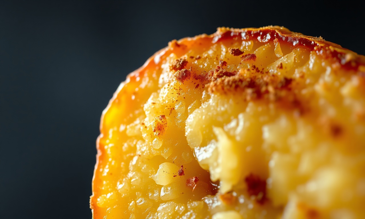 Close-up da textura caramelizada e macia da banana.