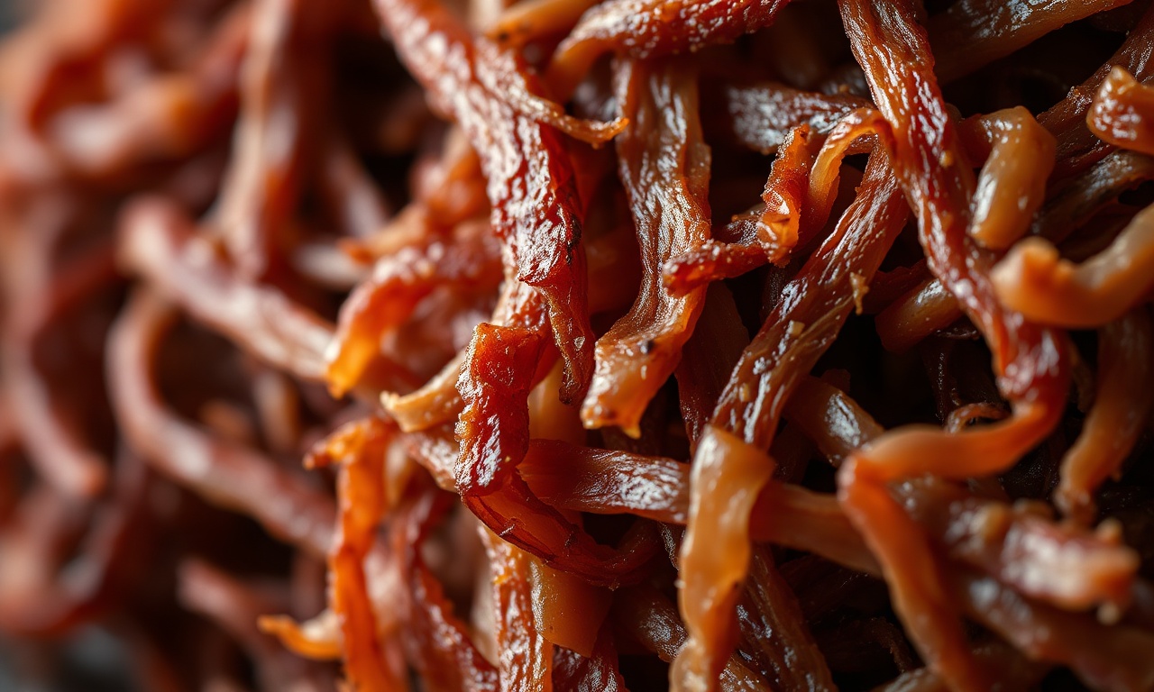 Close-up da textura da carne desfiada
