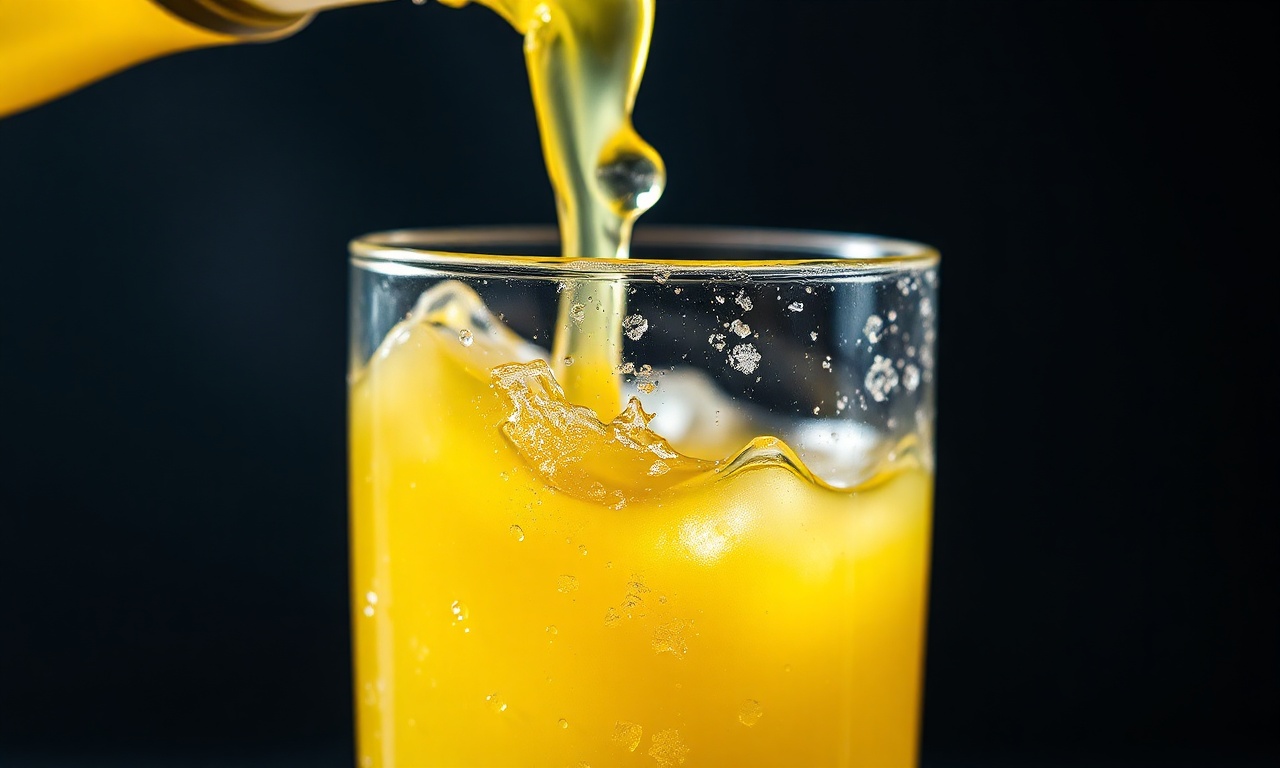 Textura viscosa e gelada do licor sendo servido em um copo.