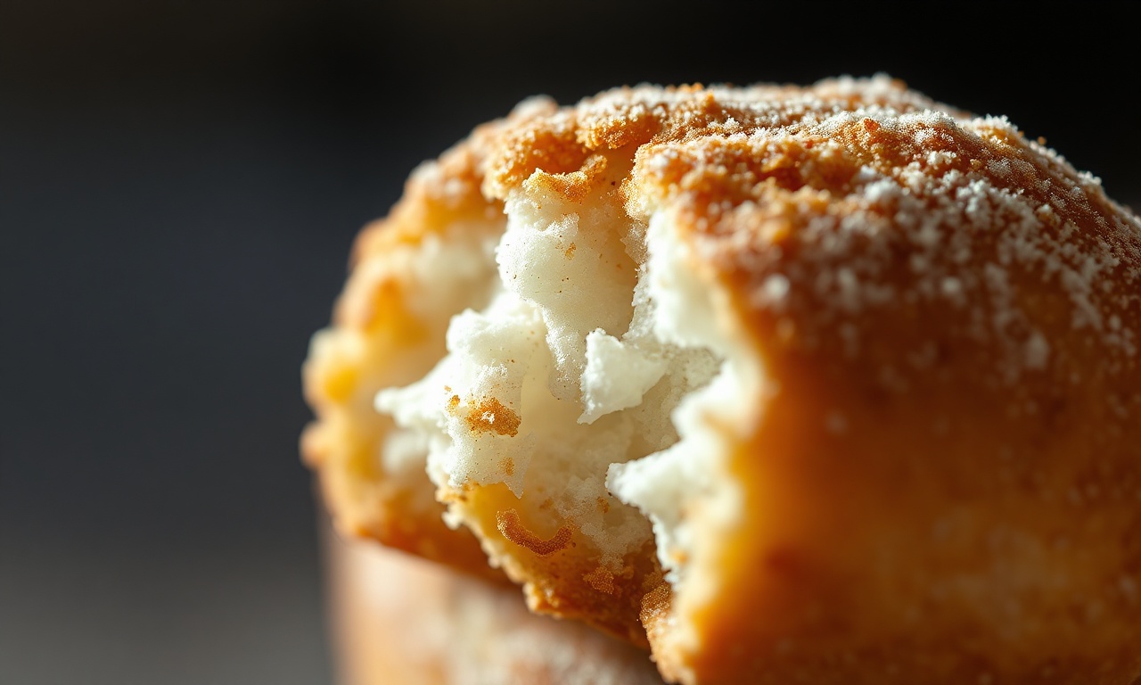 Bolinho De Chuva Fofinho E Crocante Em 25 Min (6 Ingredientes) 6 Close-up da textura macia e aerada do interior do bolinho