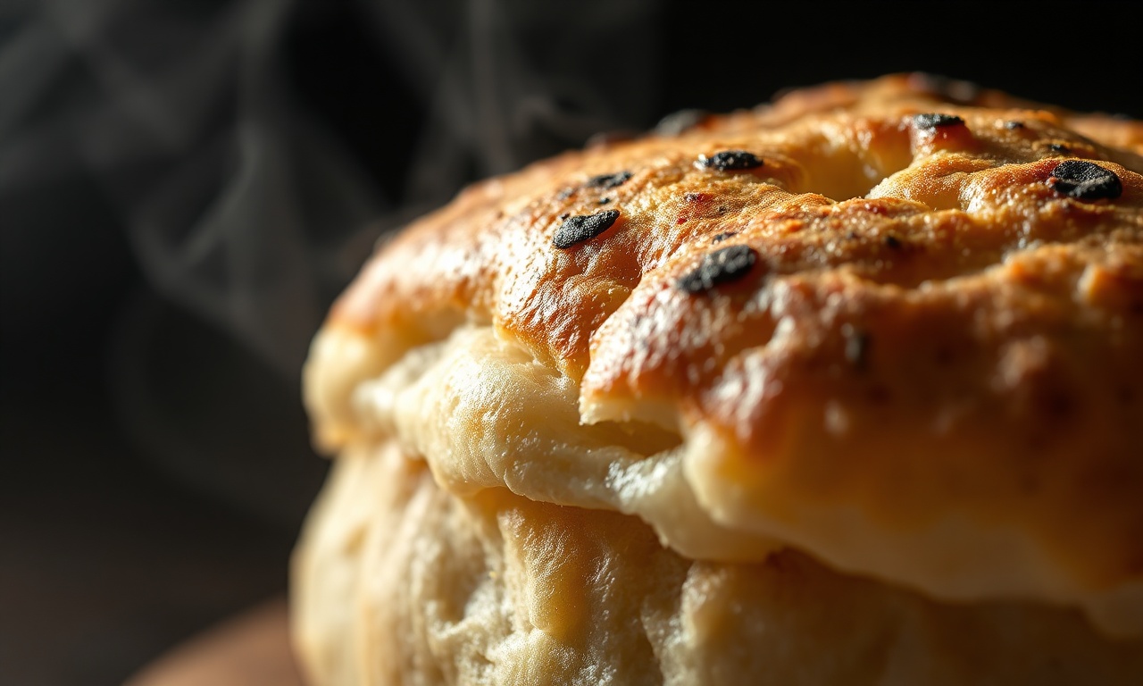Pão Árabe Sem Glúten Fofinho Com Bolsa Perfeita 5 Close-up da textura fofinha e da casca levemente dourada do pão.