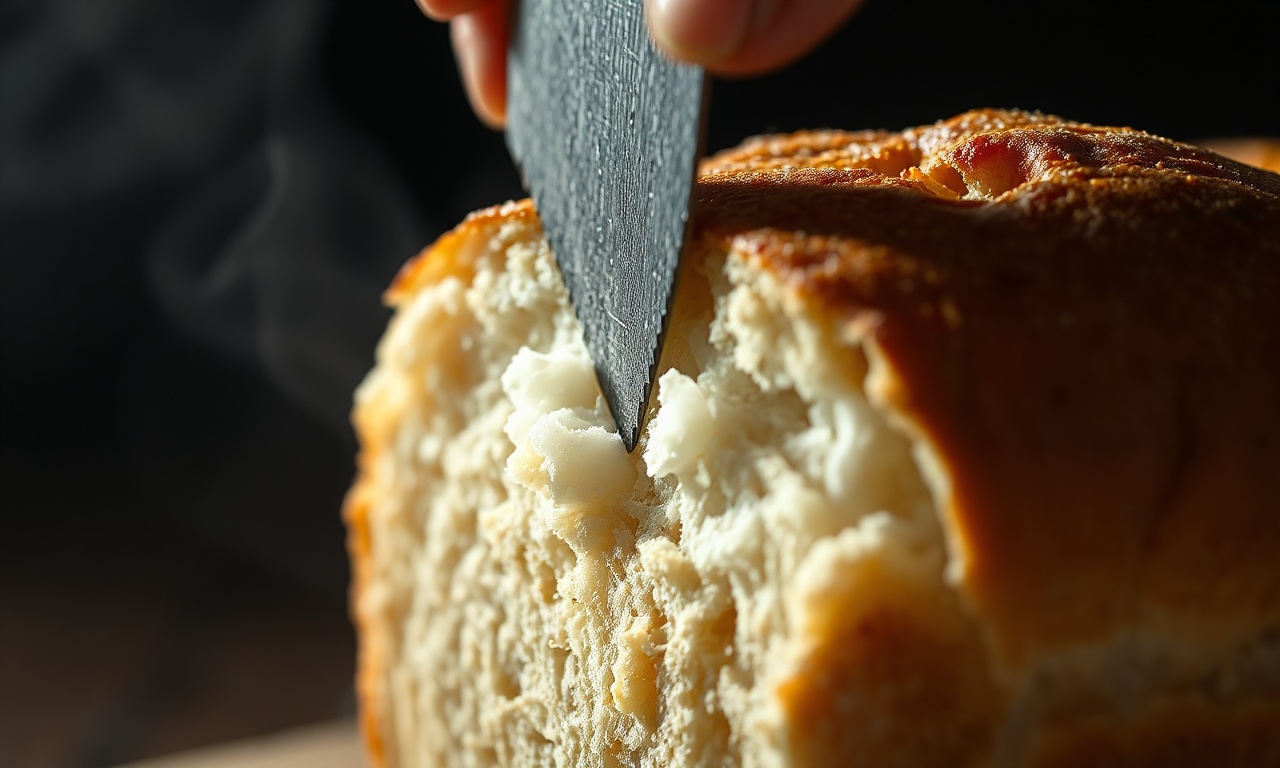 Pão De Forma Na Airfryer Fofinho Com 5 Ingredientes 6 Close-up da casca dourada e do miolo fofo ao ser fatiado.