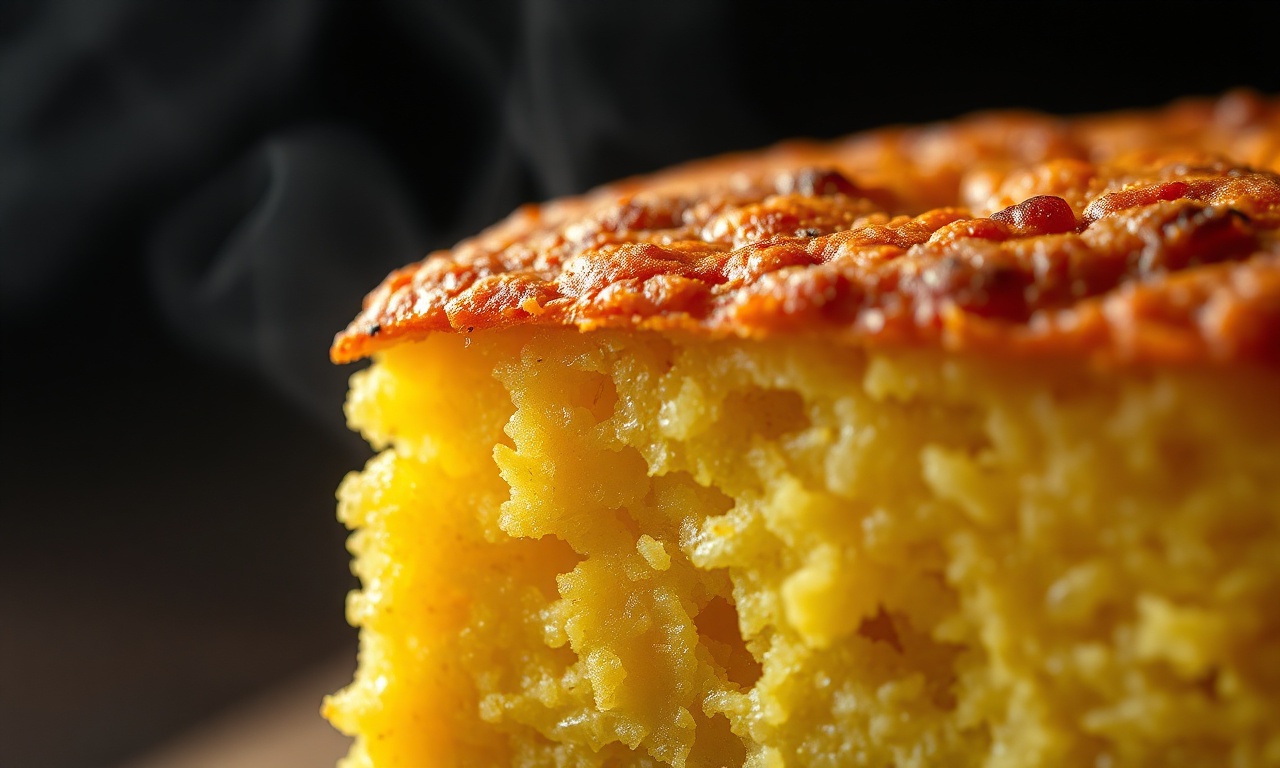 Pão De Fubá De Frigideira: Fofinho E Pronto Em 25 Minutos 6 Close-up da textura dourada da casca e do miolo fofinho do pão.