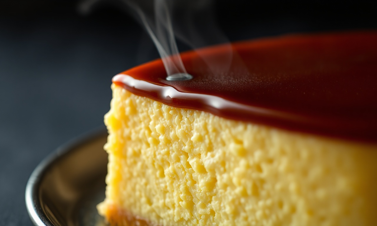 Pudim De Leite Na Panela De Pressão: Cremoso E Sem Bolhas 6 Close-up da textura aveludada e homogênea do creme do pudim.