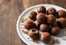 Bolinhas de doce de banana com cacau, perfeitas para um lanche rápido e saudável.