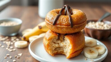 Donuts dourados, macios e saudáveis, perfeitos para um café da manhã rápido e nutritivo.