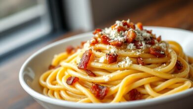 Prato de massa italiana com molho amarelo vibrante e brilhante