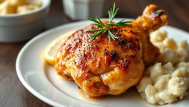 Um pedaço de frango perfeitamente dourado e suculento, que foi recuperado do excesso de sal, servido de forma apetitosa.