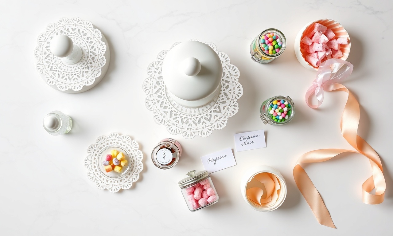 Vista de cima dos elementos estruturais e decorativos que compõem a base da mesa de doces.