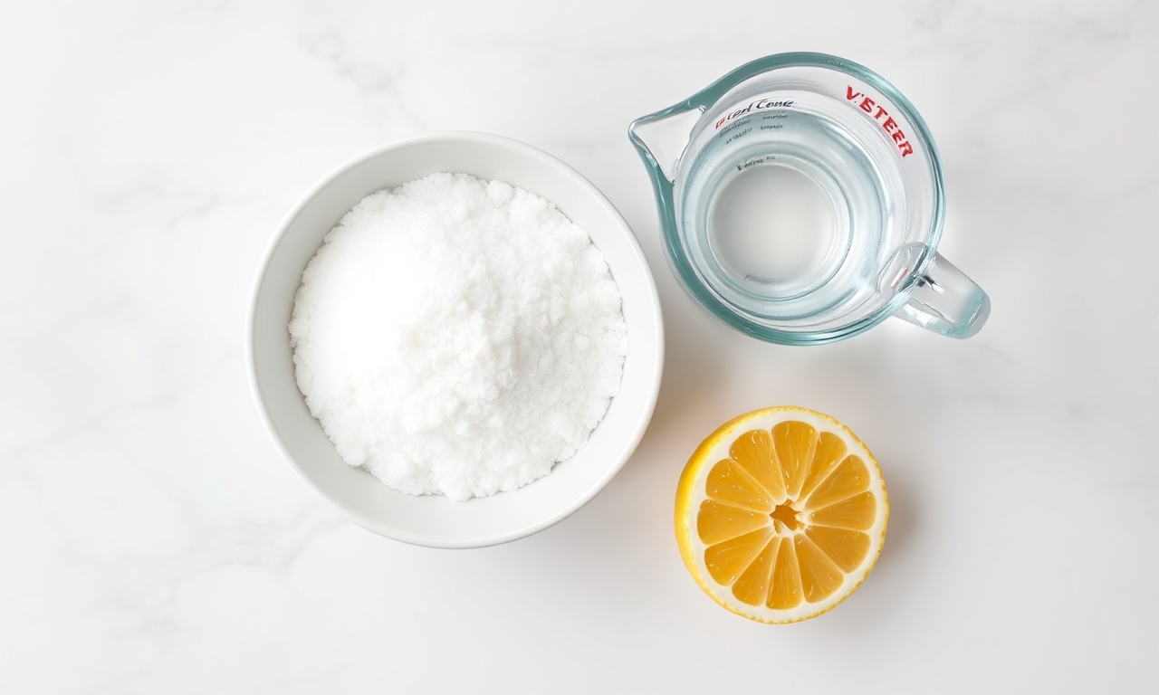 Vista de cima dos ingredientes simples e essenciais para a calda.