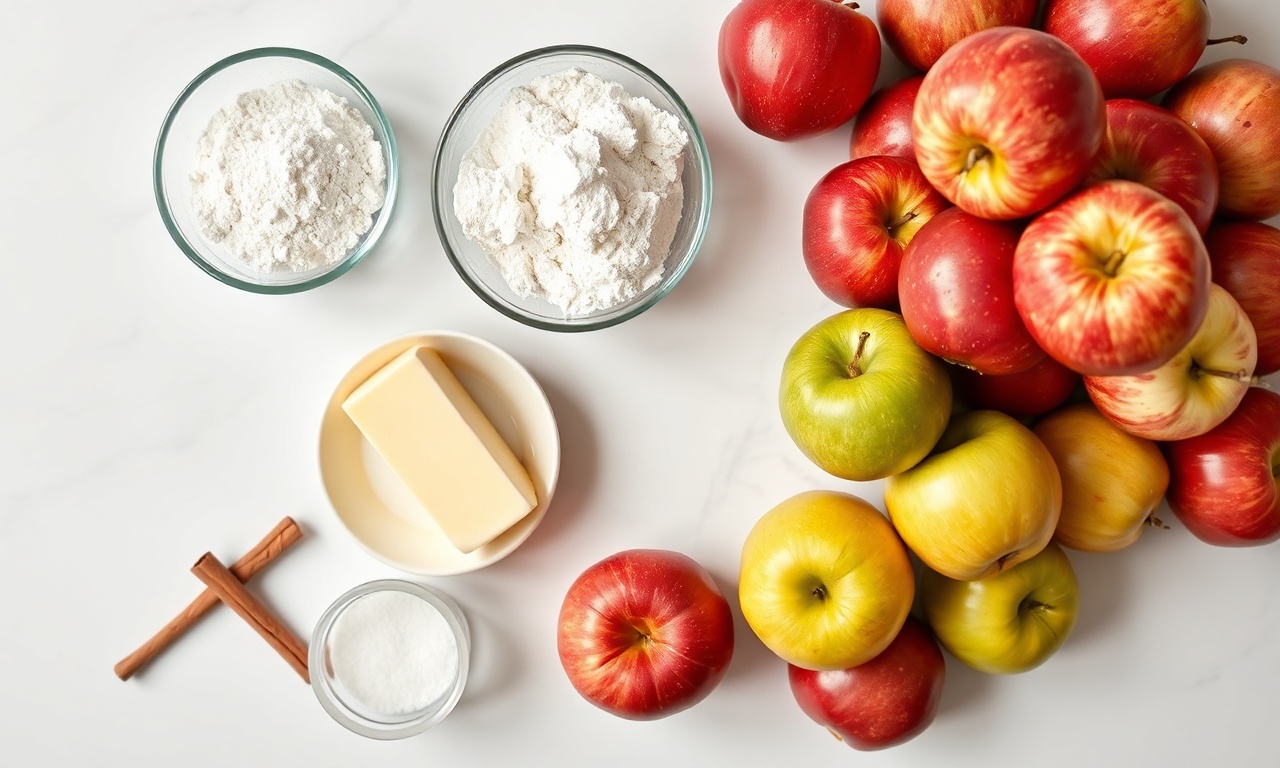Vista de cima dos ingredientes organizados para a receita.