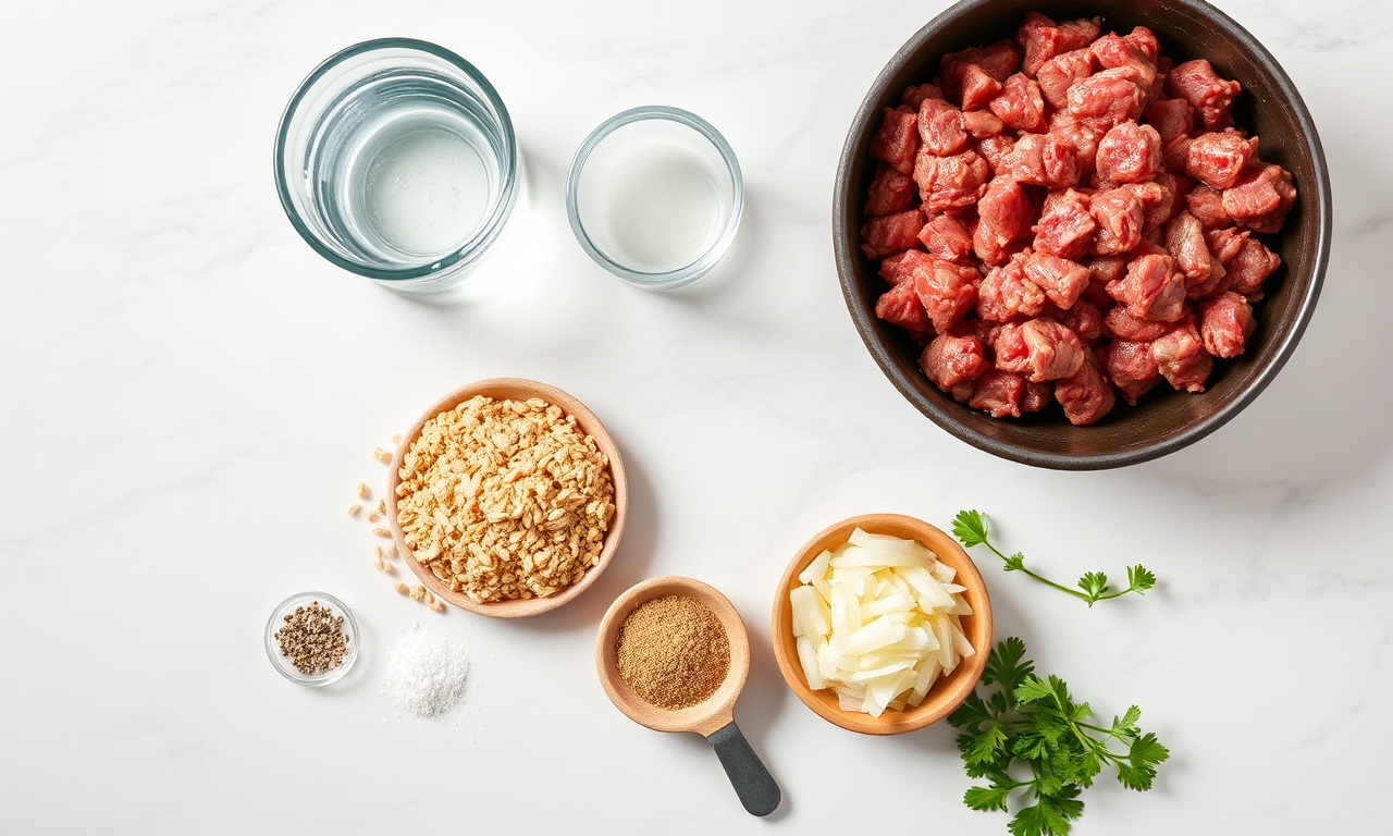 Vista de cima dos ingredientes organizados e prontos para uso.