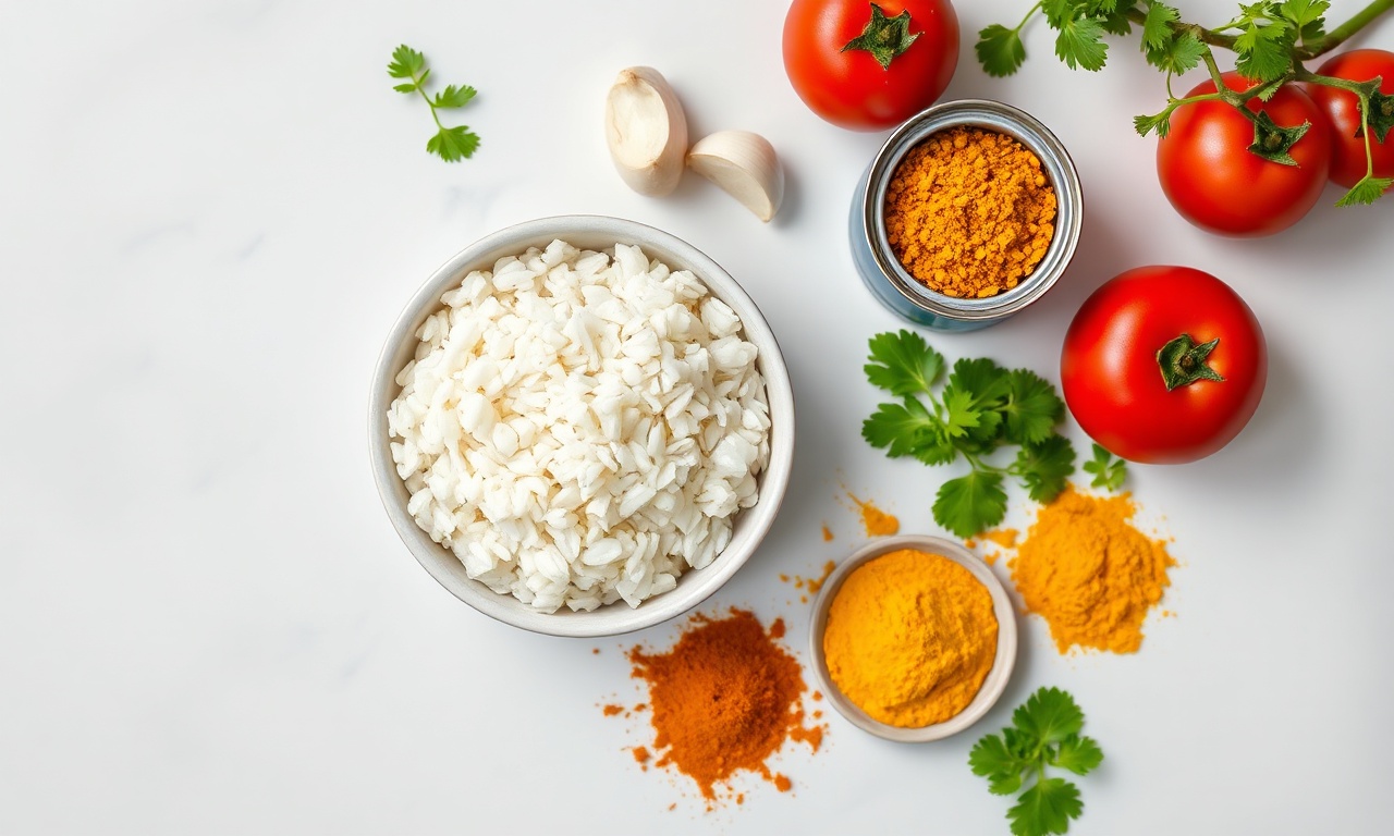Vista de cima dos ingredientes organizados