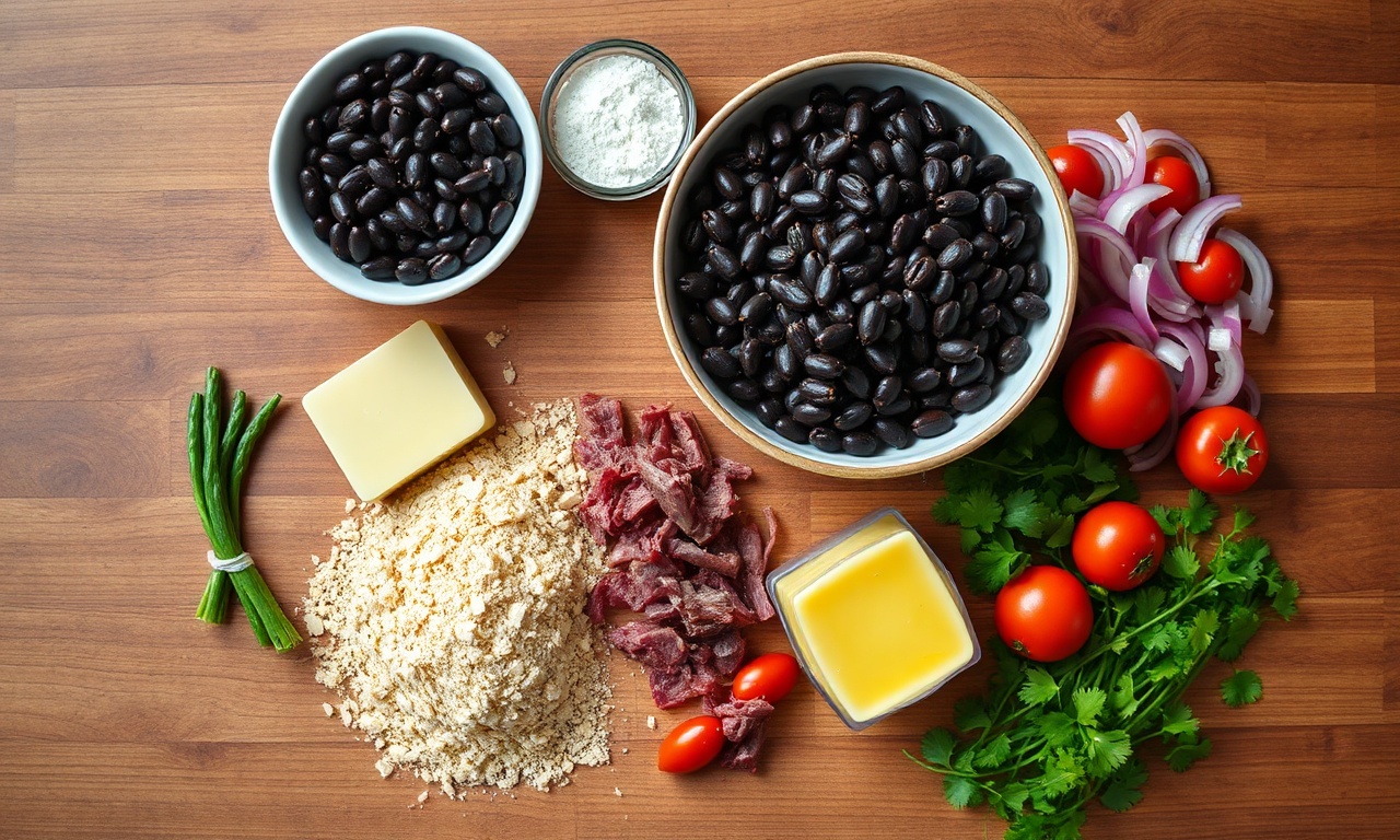 Vista de cima dos ingredientes organizados