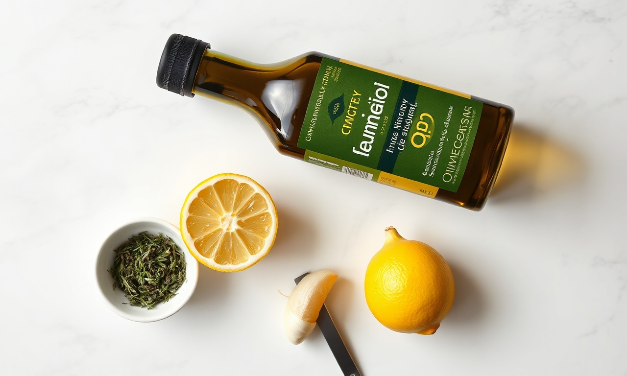 Azeite Aromatizado Com Tomilho E Limão: Fácil Em 10 Min 4 Vista de cima dos ingredientes organizados
