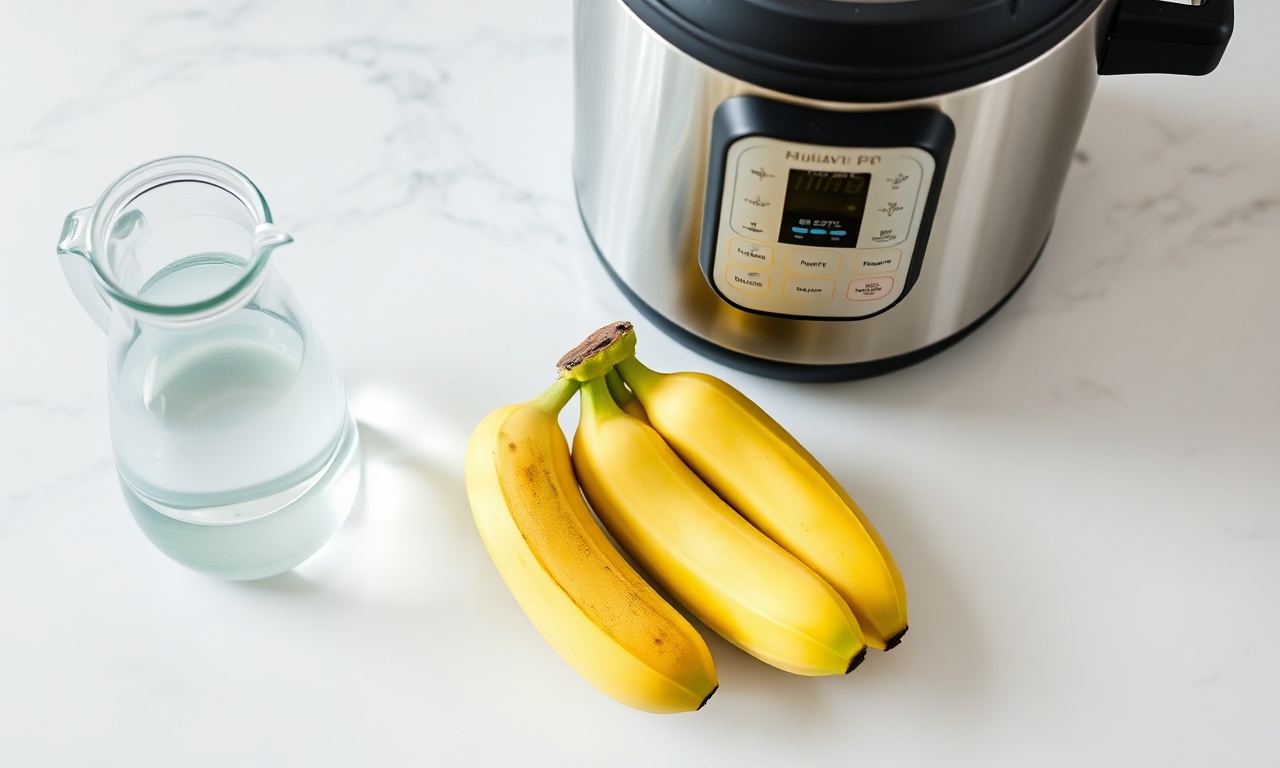 Banana Verde Cozida: Técnica Fácil Para Biomassa Perfeita 4 Vista de cima das bananas verdes rígidas e água