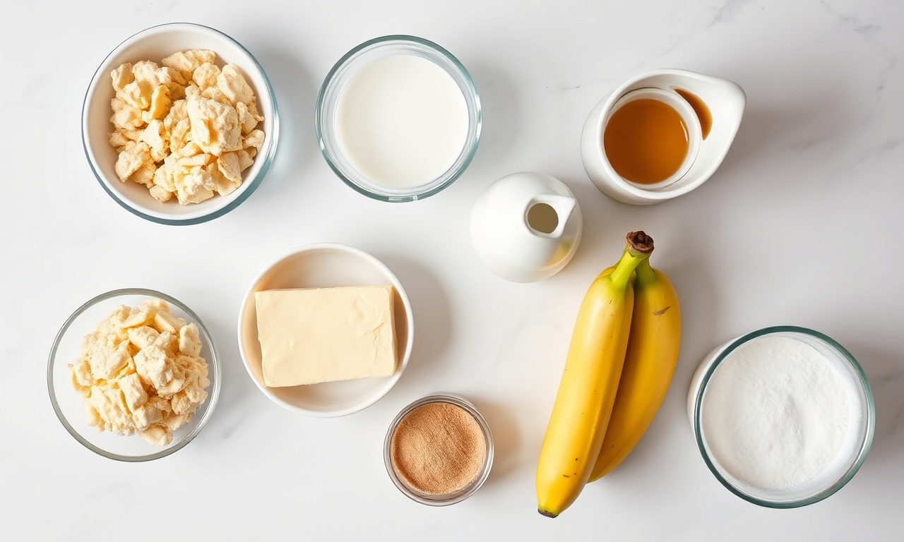 Banoffee Perfeita: Receita Estruturada E Muito Cremosa 4 Vista de cima dos ingredientes organizados