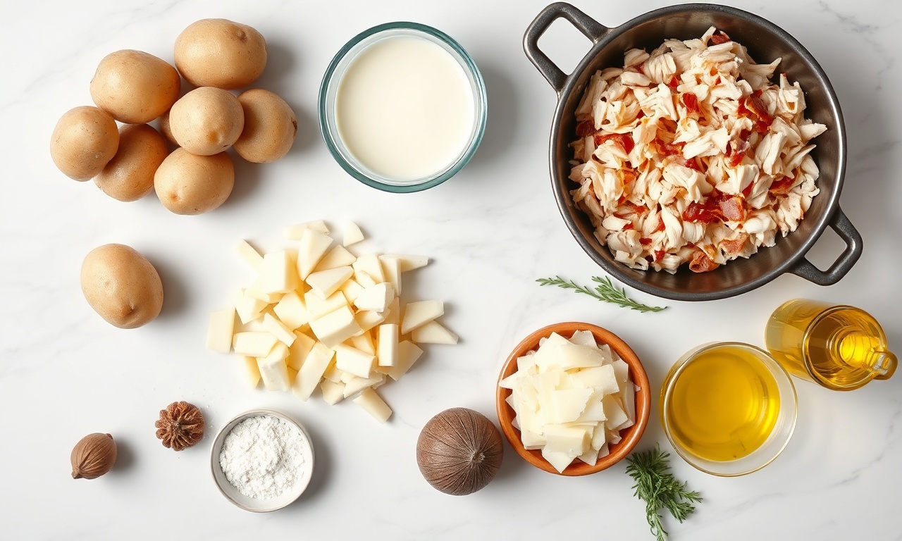 Ingredientes frescos organizados sobre uma superfície de mármore.