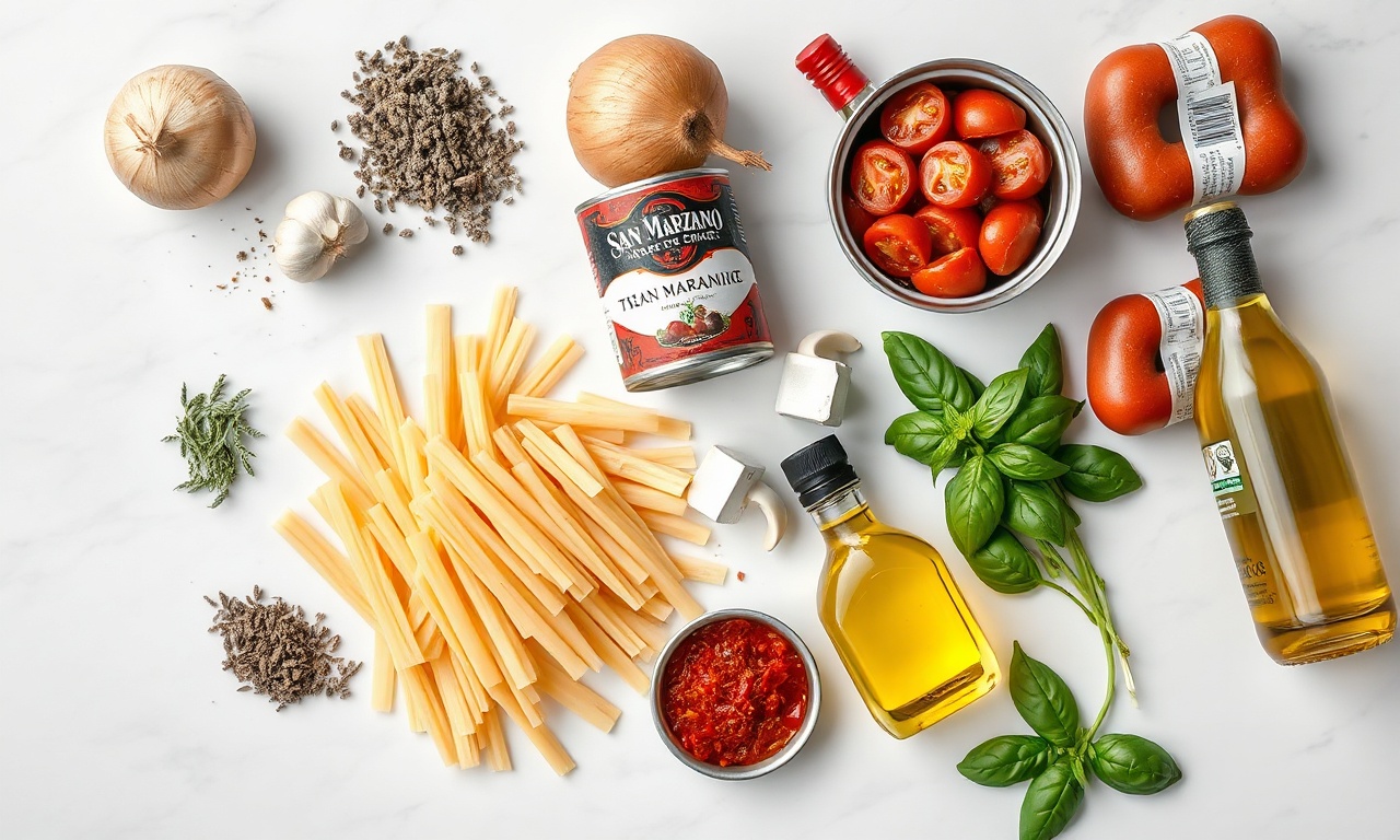 Vista de cima dos ingredientes organizados para a receita.