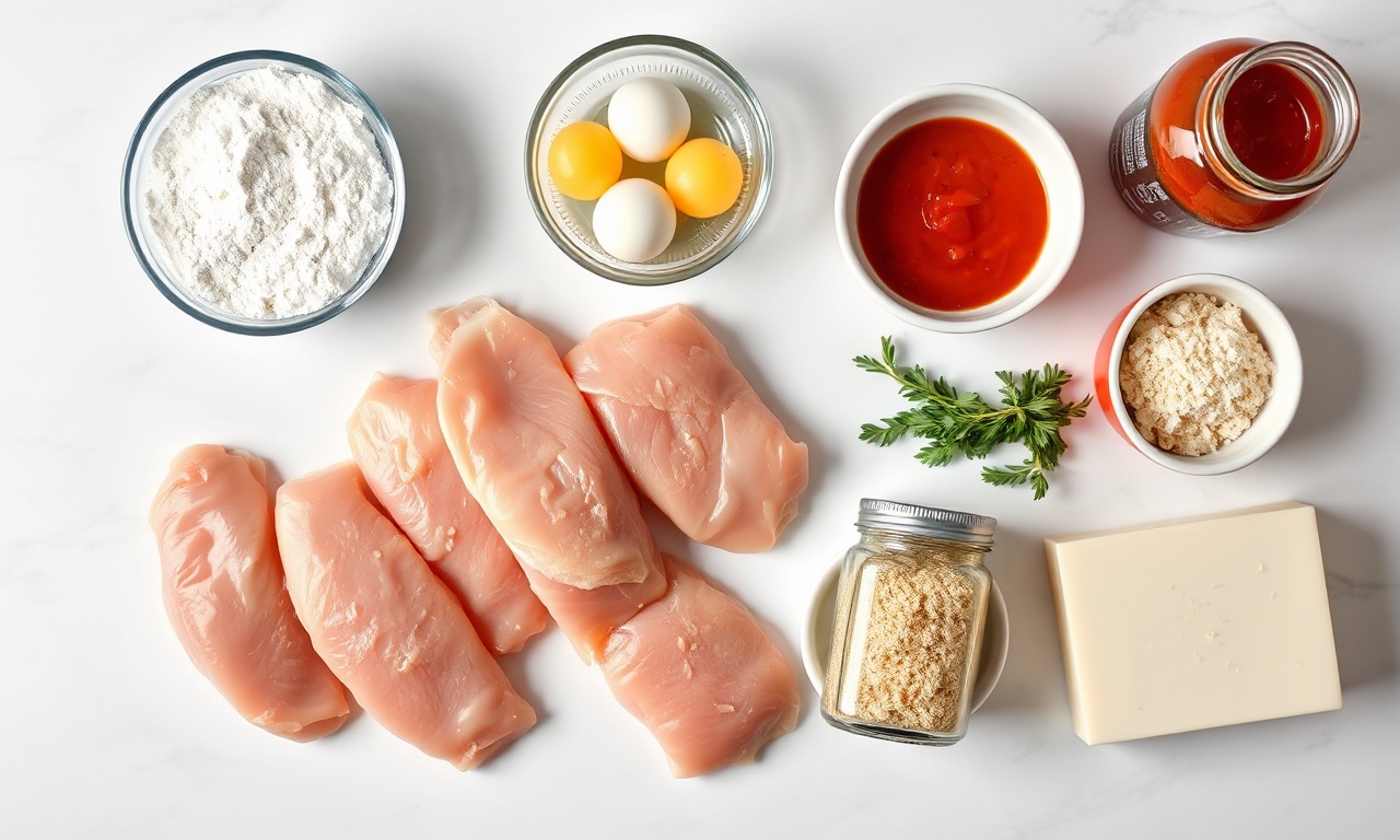 Vista de cima dos ingredientes frescos e organizados para a receita.
